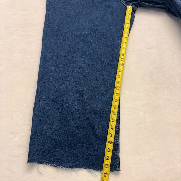 mango MNG Catherine Raw Hem High Waist Wide Leg Culotte Jeans Size 18 Dark Blue - Picture 14 of 15